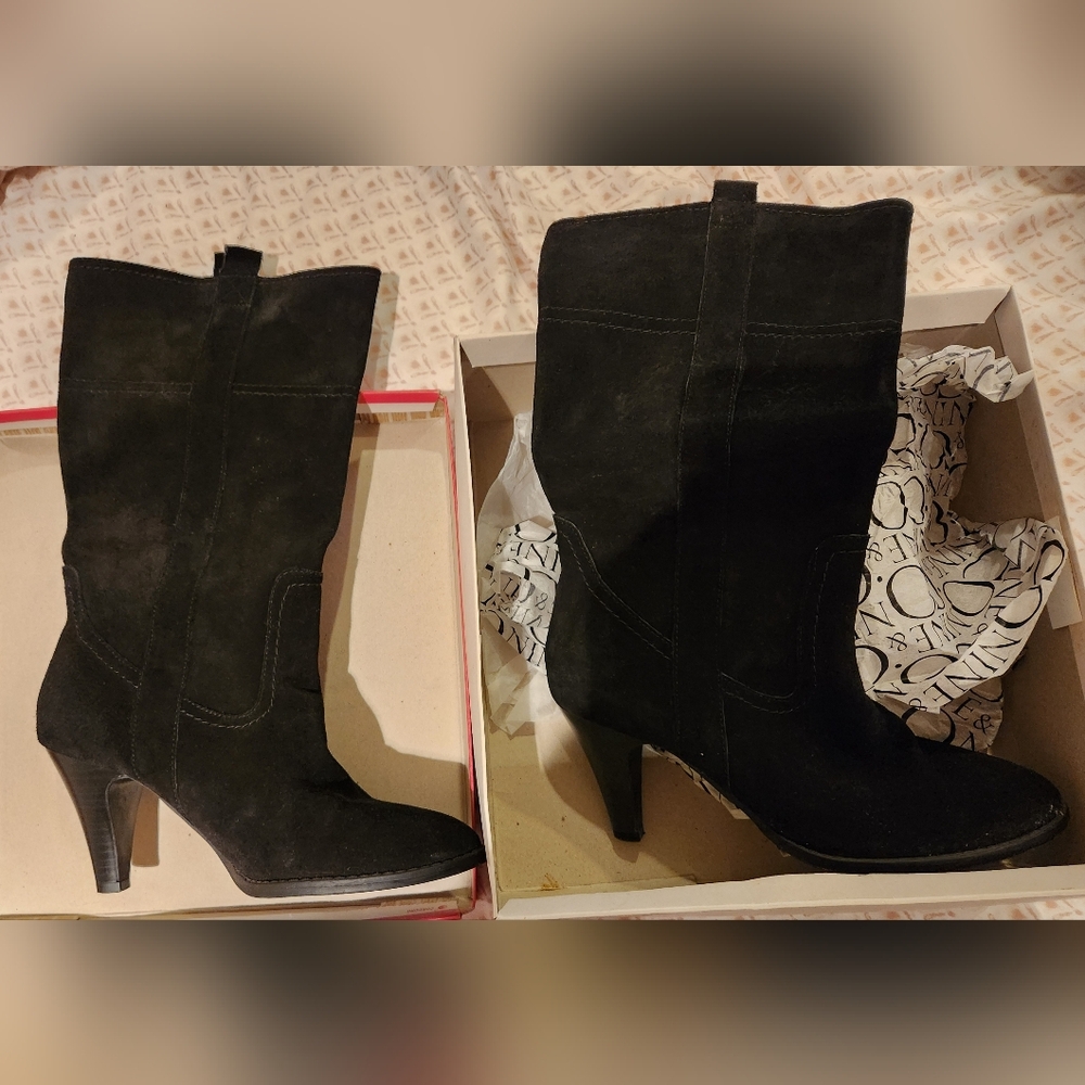 Nine & Company Black Heeled Suede Boots